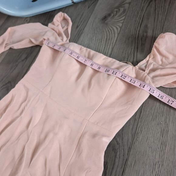 BHLDN Kayleigh Georgette Blush Pink Square Neck Slit Dress Size 4 - Picture 3 of 10